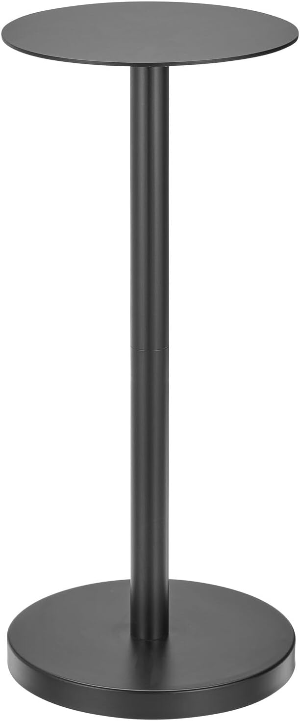 mDesign Glass Top Side/End Drink Table - Tall Modern Round Accent Metal Nightstand Furniture for Living Room, Dorm, Home Office, and Bedroom - 9" Round - Matte Black