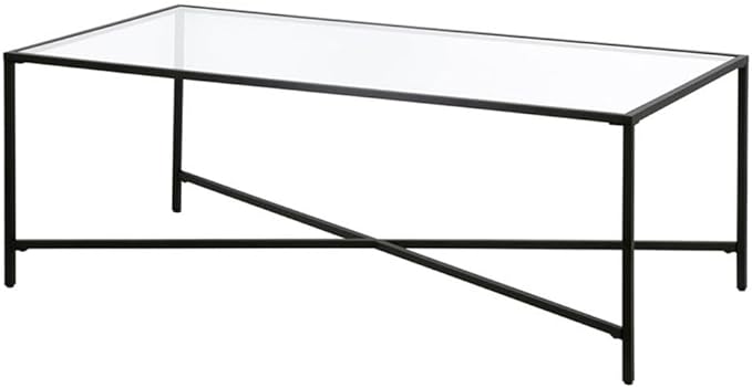 Henley 48'' Wide Rectangular Coffee Table with Glass Top in Blackened Bronze