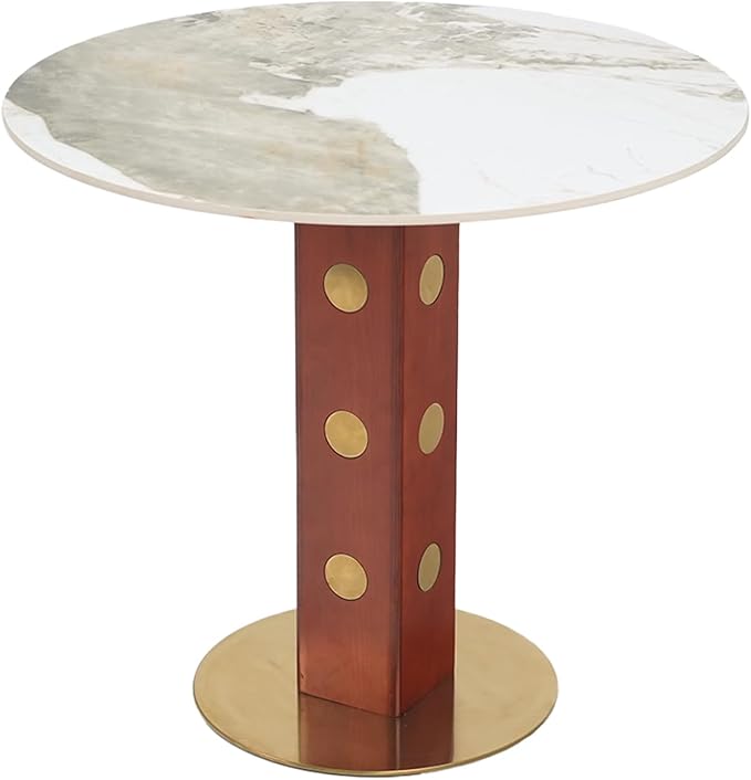 Sintered Stone Office Table and Chair Set - 33.5" Round Table for Small Offices (Red Leg and Pandora Top, 1 Table and 2 Chairs)