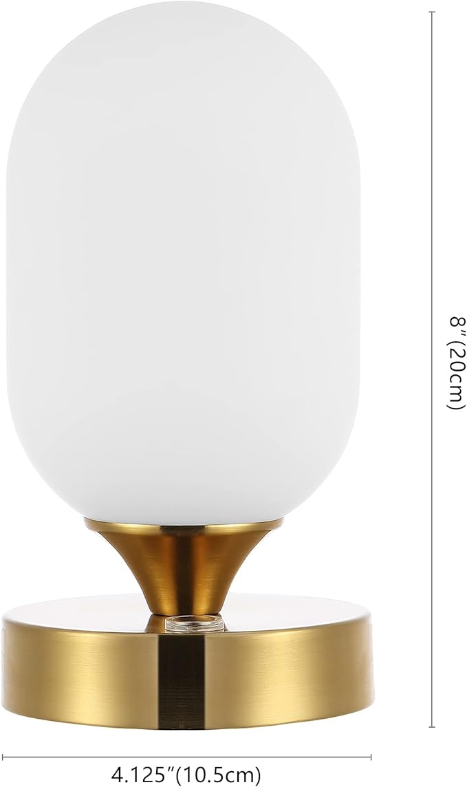 JONATHAN Y JYL7111C Eli 8" Modern Minimalist Iron Rechargeable Integrated LED Table Lamp Contemporary Bedside Desk Nightstand Lamp for Bedroom Living Room Office, Brass Gold/White
