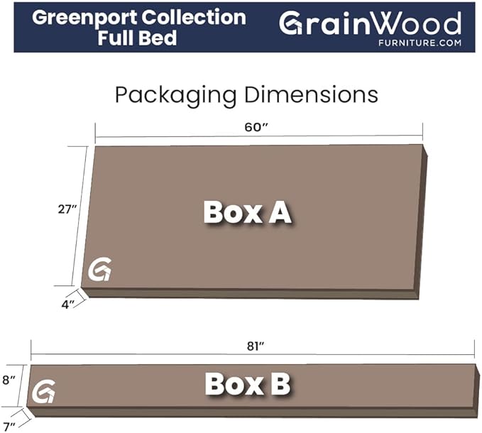 Grain Wood Furniture Greenport Solid Wood Platform Bed, Full Size, Brushed Walnut