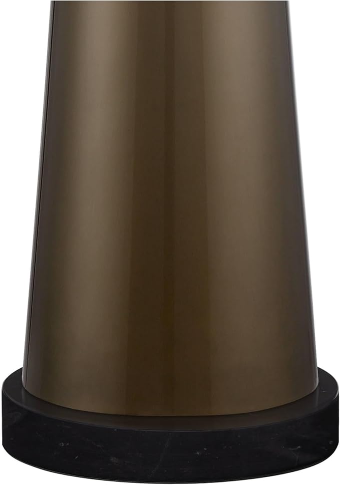 Possini Euro Design Karen Modern Table Lamp 36" Tall with Square Black Marble Riser Dark Gold Glass Off White Fabric Shade for Bedroom Living Room Nightstand Bedside Night Stand Office Kids Room