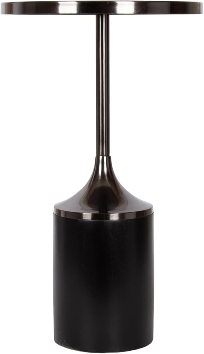 Kate and Laurel Whelan Modern Metal Round Side Table, 14 x 14 x 24, Gunmetal and Black, Transitional Sculptural Indoor Plant Stand for Living Room End Table or Bedroom Nightstand