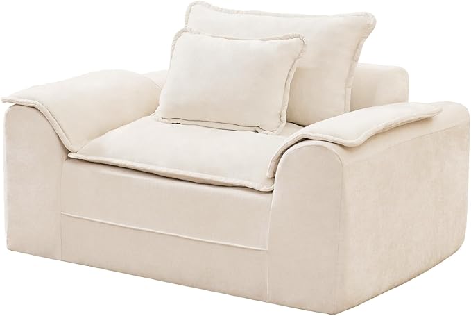 Hobestluk Cloud Single Sofa Memory Foam Couch with Deep Seat L Shaped Sofa with Removable Cover Large Couch for Living Room (Beige, Single Sofa)