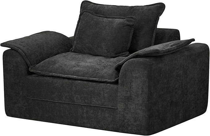 Hobestluk Cloud Single Sofa Memory Foam Couch with Deep Seat L Shaped Sofa with Removable Cover Large Couch for Living Room (Dark Grey, Single Sofa)