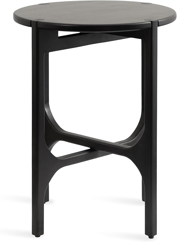 Kate and Laurel Kroscove Modern Geometric Mango Wood Round Side Table, 18 x 18 x 24, Black, Transitional Wood End Table for Use as Bedroom Nightstand or Living Room Decor Piece