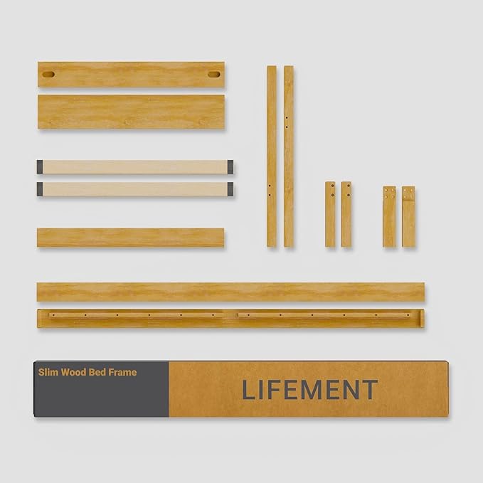 LIFEMENT Classic Wood Platform Bed Frame, Essential, Noise Free, Under Bed Storage, No Box Spring Needed, Easy Assembly (Natural, Full)
