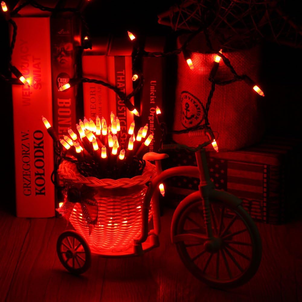 Brizled Orange String Lights, 150 Count 34.8ft Halloween Lights Connectable, UL Certified Incandescent, Mini Black Wire for Tree Thanksgiving Holiday Decor