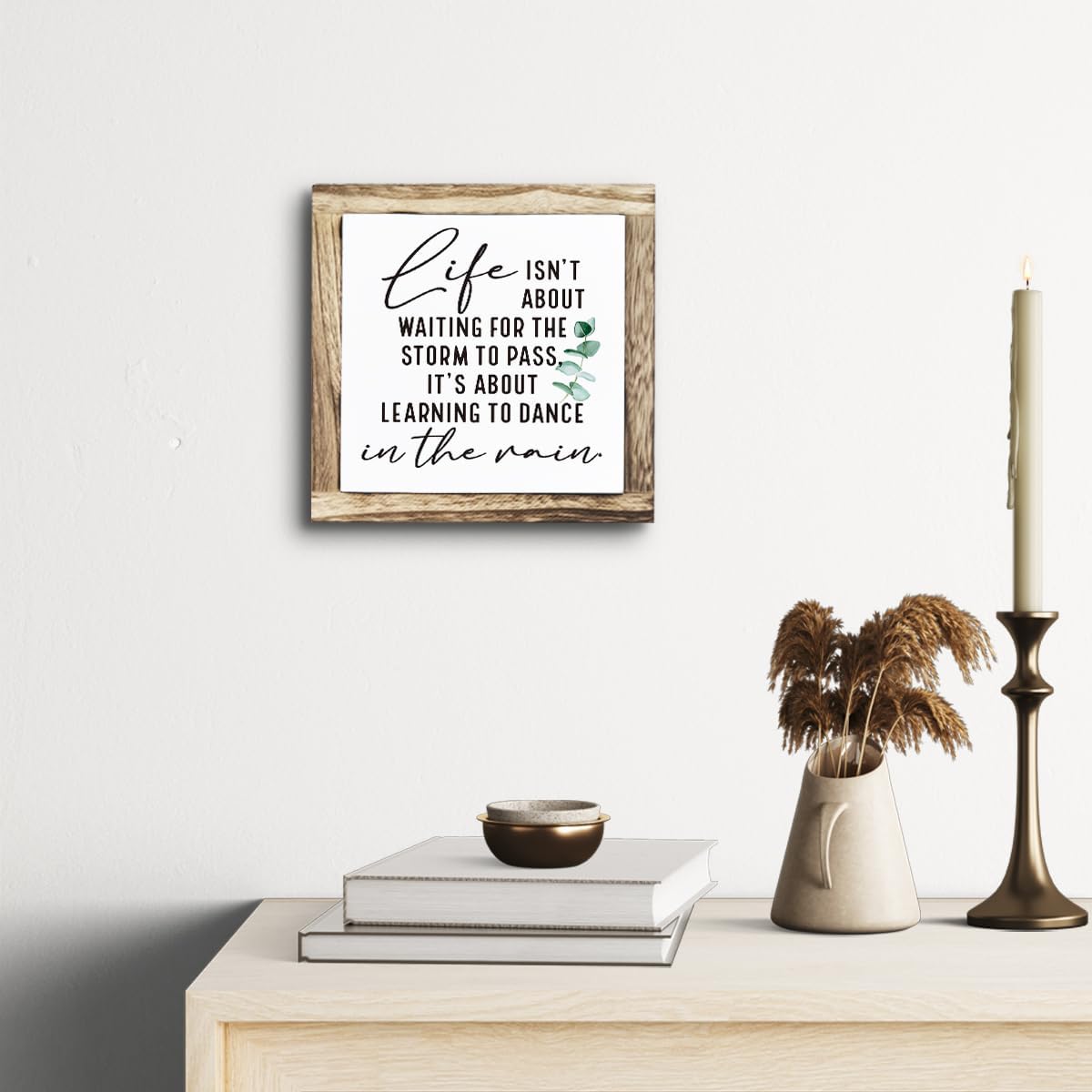 Inspirational Decor Sign, Wooden Plaques Sign Table Decor, Farmhouse Desk Signs, Rustic Home Decorate, Housewarming Decorate, Encouragement Gift, Life isn't About Waiting for the Storm to Pass Signs