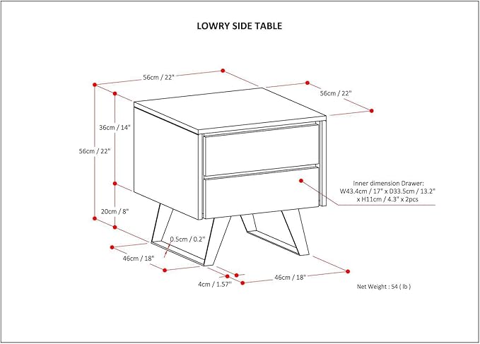 SIMPLIHOME Lowry SOLID ACACIA WOOD and Metal 22 inch Wide Square Modern Industrial Side Table in Distressed Charcoal Brown for the Living Room and Bedroom