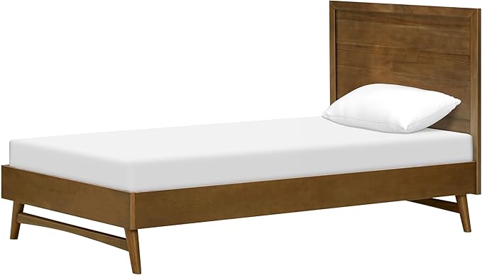Babyletto Palma Twin Bed for Kids - GREENGUARD Gold Certified - Solid Wood Twin Bed Frames with Headboard - No Box Spring Needed - Stylish Furniture for Boys & Girls Room/Guest Room - Natural Walnut