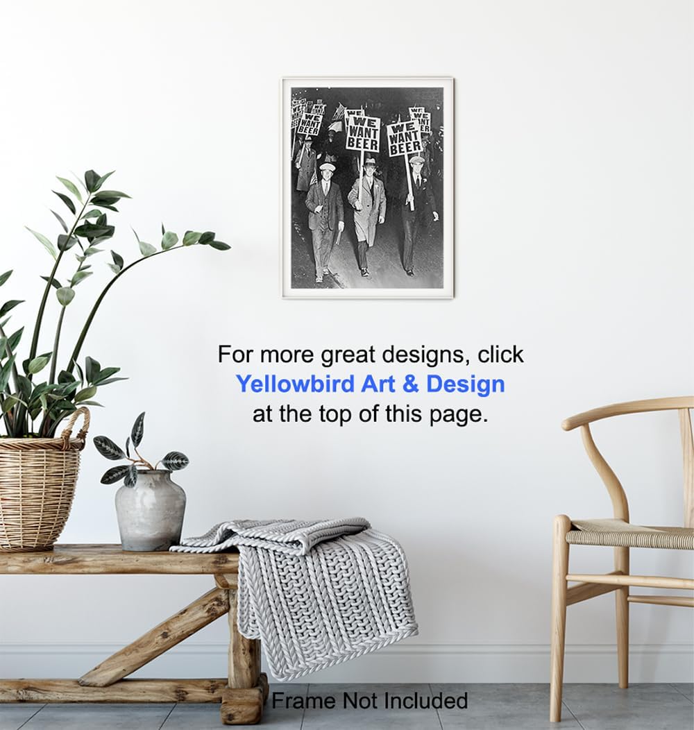 Vintage Prohibition Beer Poster LARGE 11x14 - Unique Wall Art Decor for Home, Bar, Cafe - Funny Saying Retro Art Print - Bar Room Decor - Vintage Decorations - Bar Art - Retro Decor - Funny Saying