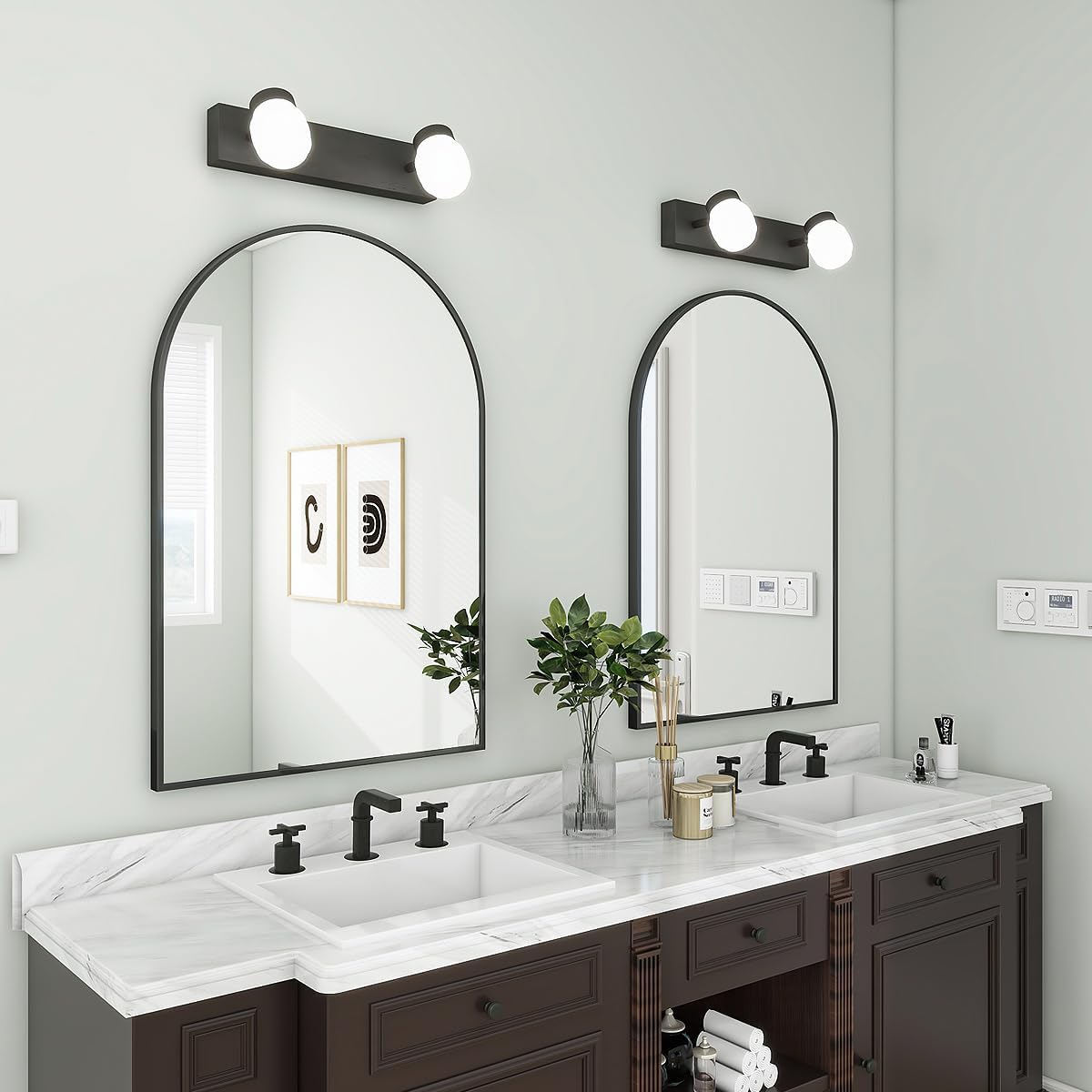 BEAUTYPEAK 20"x30" Arch Bathroom Mirror, Wall Mounted Vanity Metal Frame Mirror for Bedroom, Entryway, Living Room, Black