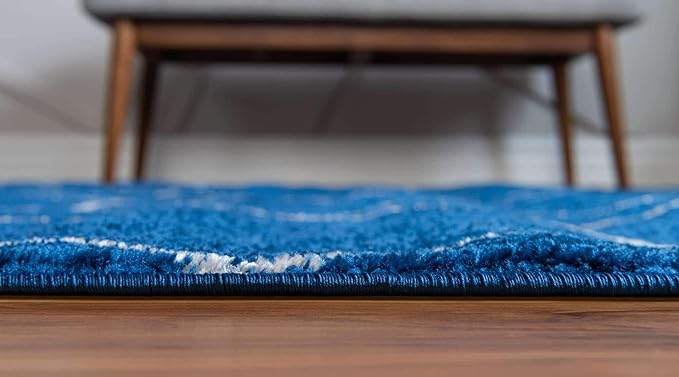 Unique Loom Trellis Frieze Collection Area Rug - Geometric (7' 10" x 10' Oval, Navy Blue/ Ivory)