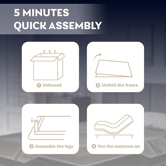 Full Adjustable Bed Base Frame with Wireless Remote + 14 Inch Full Gel Memory Foam Mattress Bed in a Box, Head and Foot Incline, Zero Gravity, Fiberglass Free, 75" × 54"