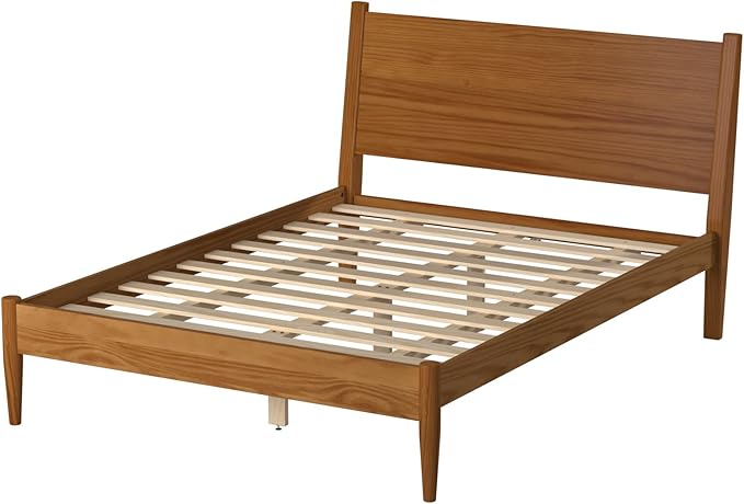 Mid-Century Panel Bed - King Size - Castanho Finish