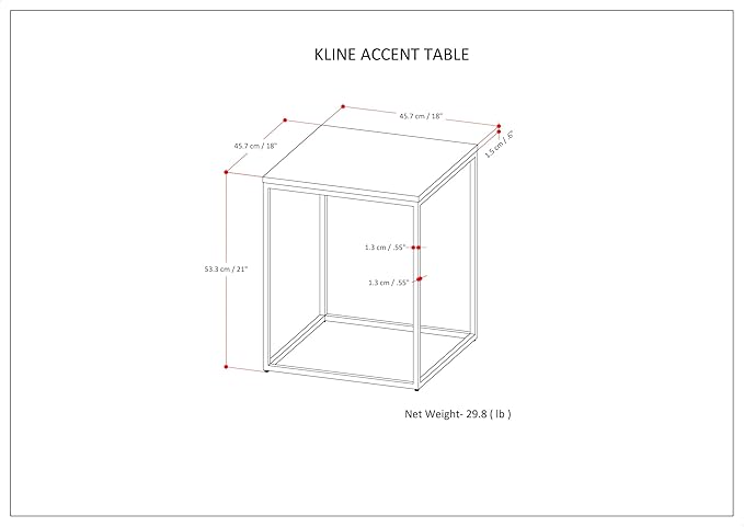 SIMPLIHOME Kline Modern 18 inch Wide Metal Accent Side Table in White, Gold for the Living Room and Bedroom