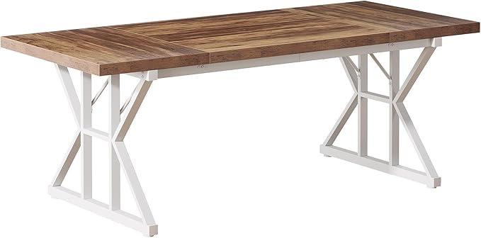 Tribesigns 70.86-Inch Large Executive Desk, Industrial Home Office Computer Desk, Simple Long Writing Study Table Business Furniture (Brown-White)
