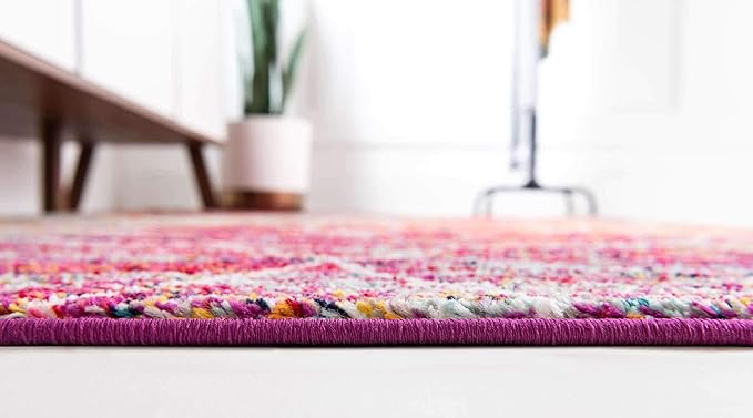 Unique Loom Trellis Frieze Collection Area Rug - Geometric (5' Square, Multi/ Ivory)