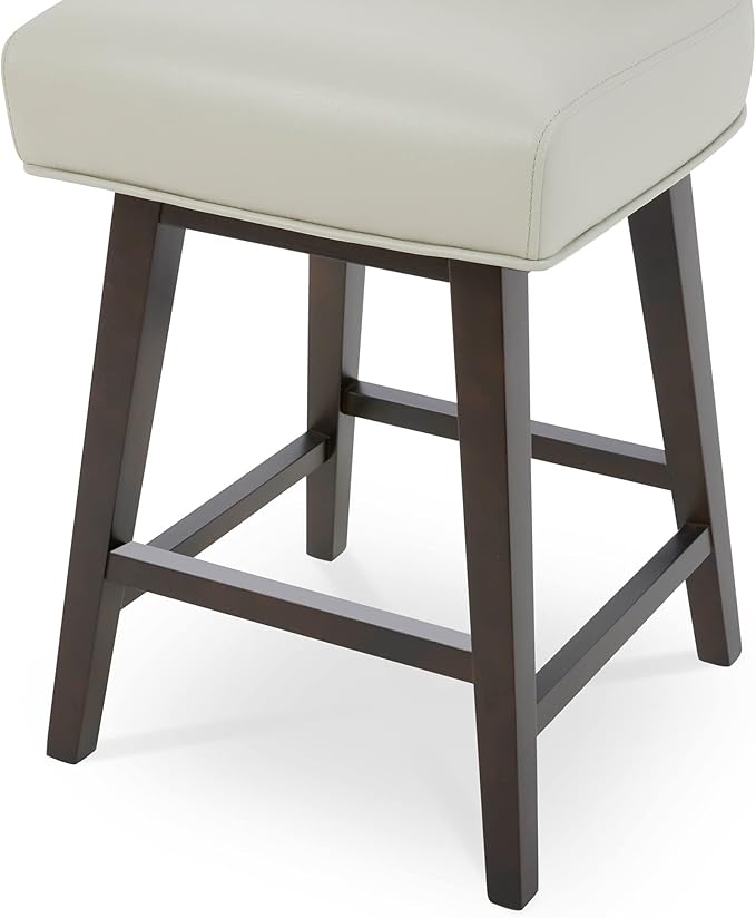 CHITA 26 Inch Counter Height Swivel Bar Stools Set of 4, FSC Certified Modern Upholstered Faux Leather Swivel Barstool Chair with Back, Creamy Grey