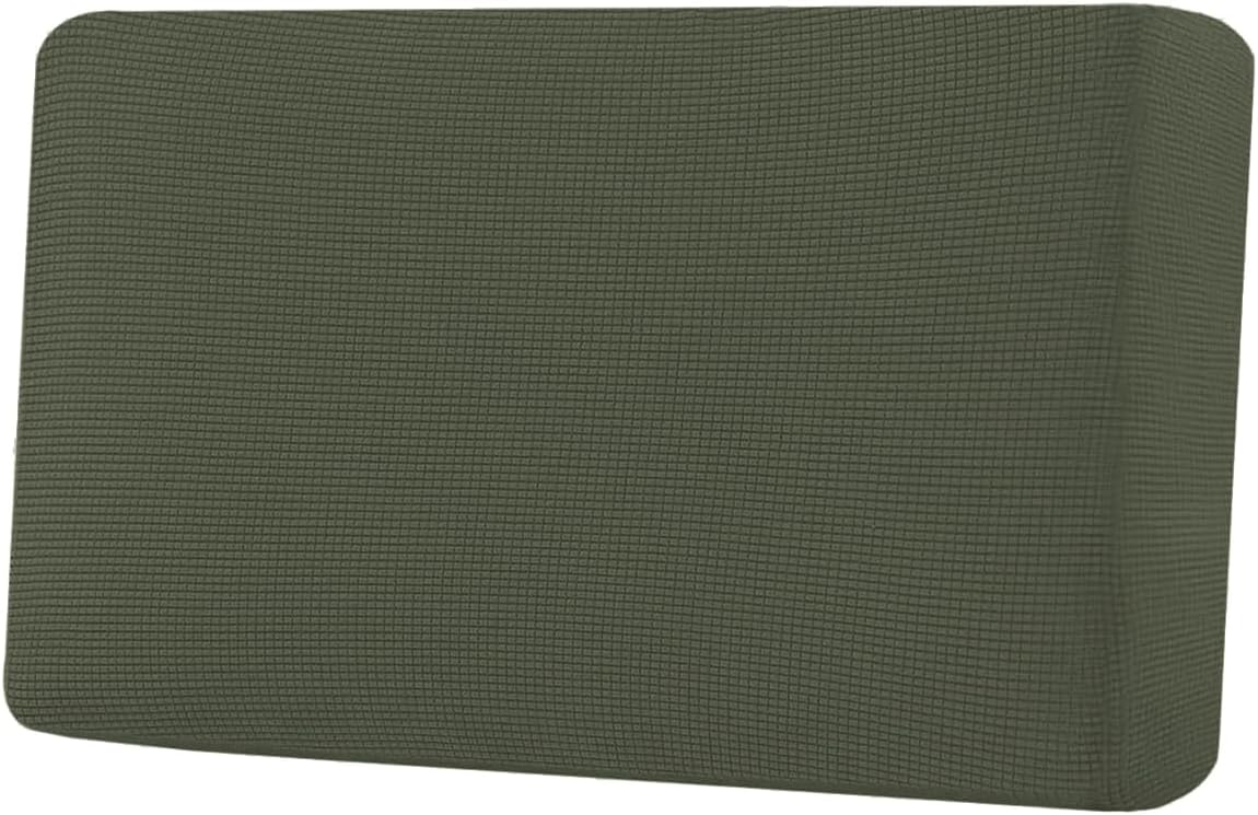 H.VERSAILTEX Super Stretch Individual Seat Cushion Covers Sofa Covers Couch Cushion Covers Slipcover Sets Thick Jacquard Textured Twill Fabric (1 Piece Loveseat Cushion Cover, Olive)