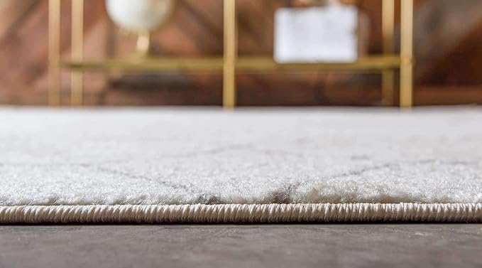 Unique Loom Trellis Frieze Collection Area Rug - Geometric (7' Round, Ivory/ Gray)