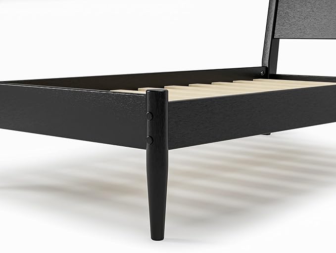 Camaflexi Mid-Century Panel Bed - Twin Size - Black Finish
