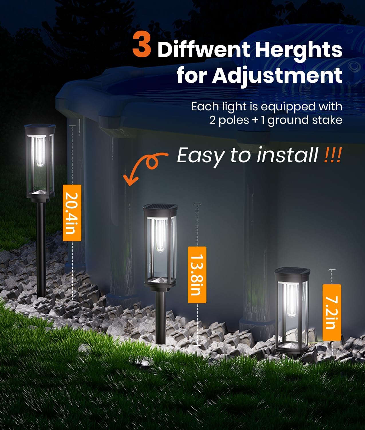 Solar Pathway Lights Outdoor,6 Pack Solar Lights Outdoor, IP65 Waterproof Auto On/Off Solar Garden Lights Solar Powered Landscape Lighting for Yard Walkway Driveway Pathway