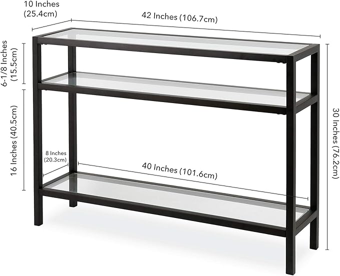 Henn&Hart 42" Wide Rectangular Console Table in Blackened Bronze, Entryway Table, Accent Table for Living Room, Hallway