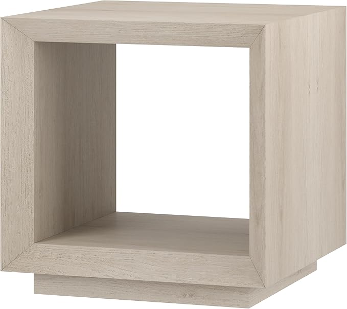 Henn&Hart 22" Modern Square Wooden End Table, Side Table, Nightstand with Open Display Shelf for Living Room, Office, Family Room, or Bedroom, Alder White