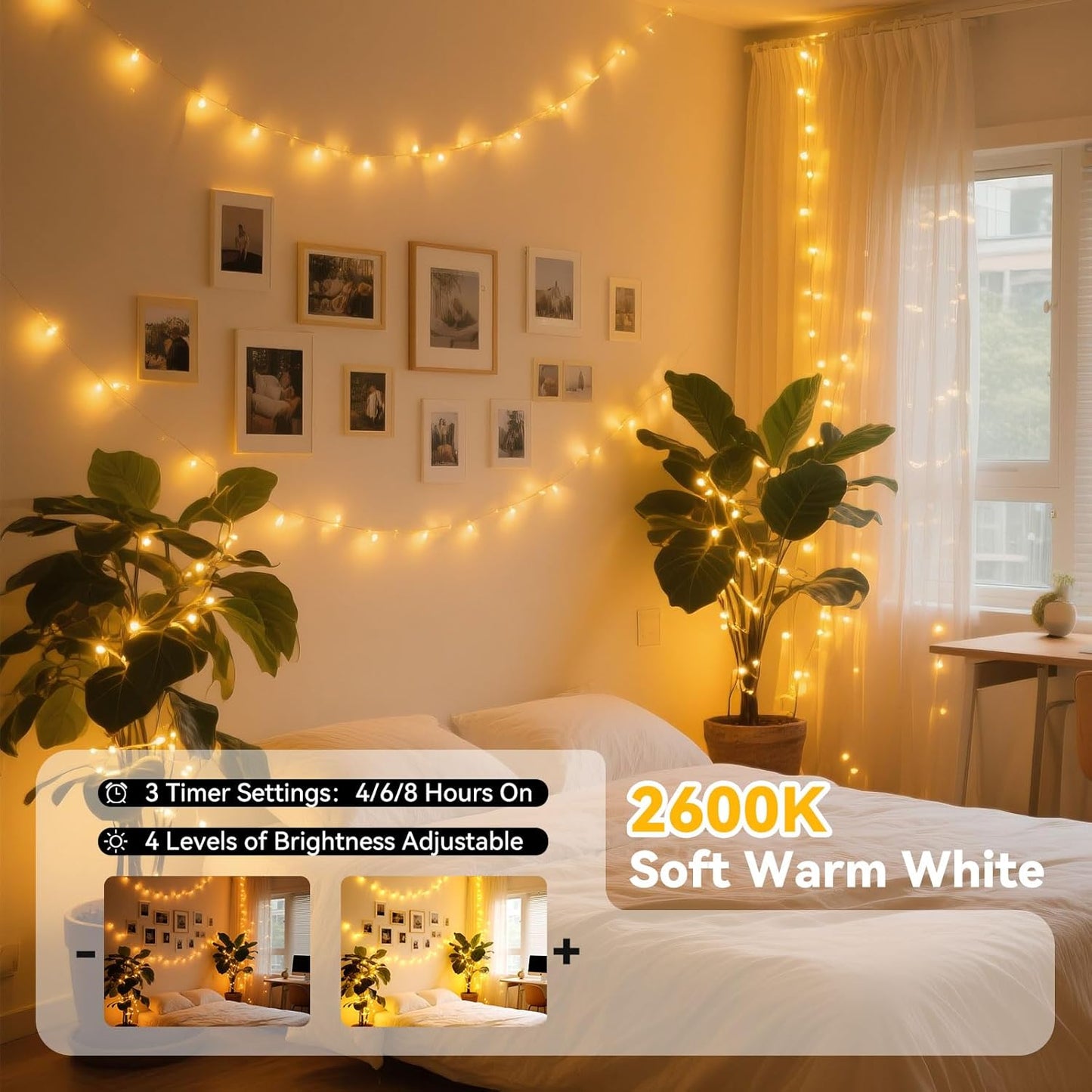 LitHome 200LED 66FT Led Fairy Lights Plug in, Color Changing Fairy Lights with Remote, 9 Modes Led String Lights Indoor Dimmable, Fairy String Lights for Fall Halloween Christmas Bedroom Dorm Decor