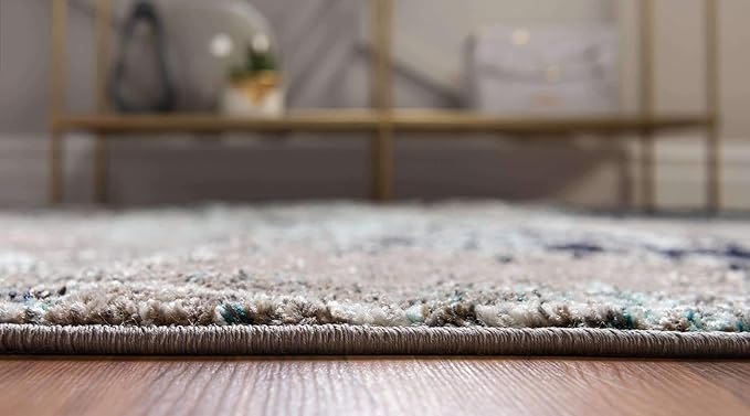 Unique Loom Trellis Frieze Collection Area Rug - Geometric (5' Round, Blue Multi/ Ivory)