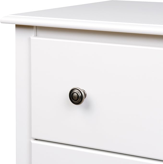 Prepac Sonoma Traditional Nightstand Side Table with 2 Drawers, Functional 2-Drawer Bedside Table 16" D x 23.25" W x 21.75" H, White, WDC-2422