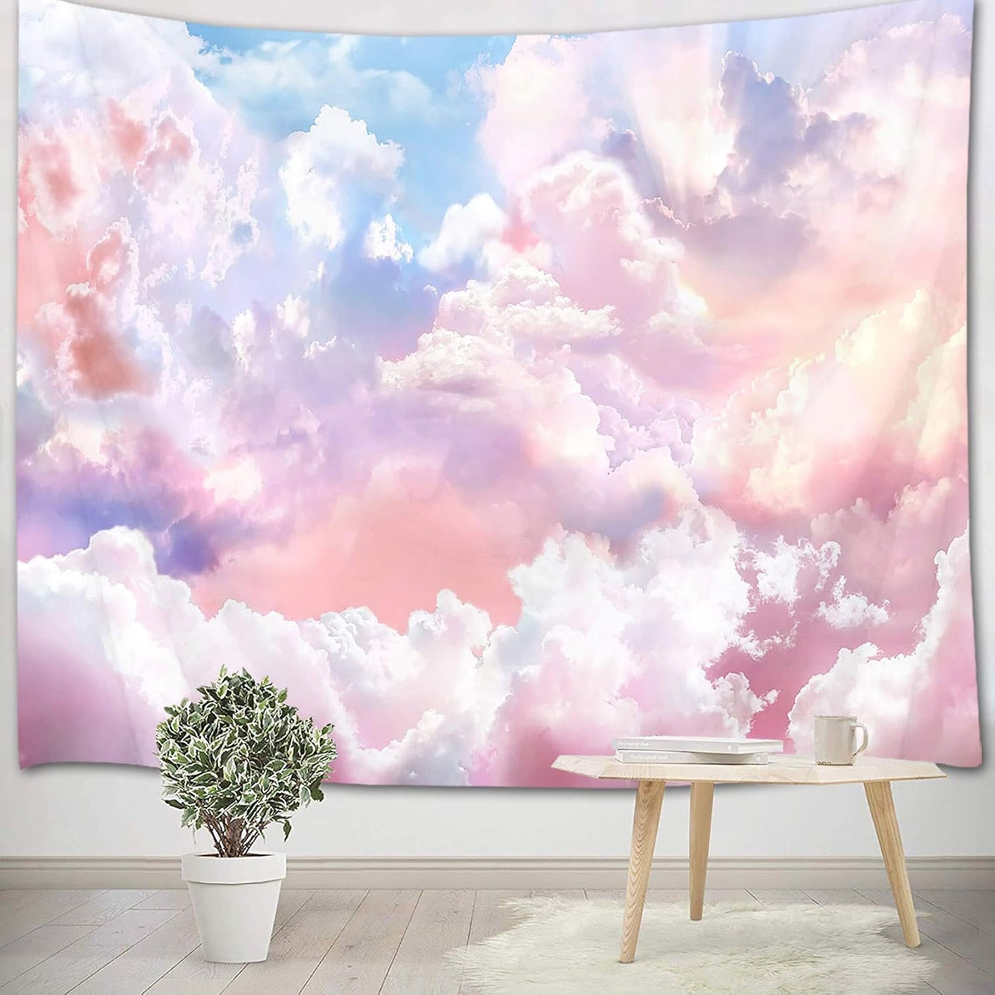 HVEST Pink Cloud Tapestry Colorful Abstract Clouds Natural Landscape Tapestries Wall Hanging for Bedroom Living Room Teen Dorm Indie Decor Poster Blanket,80x60 Inches