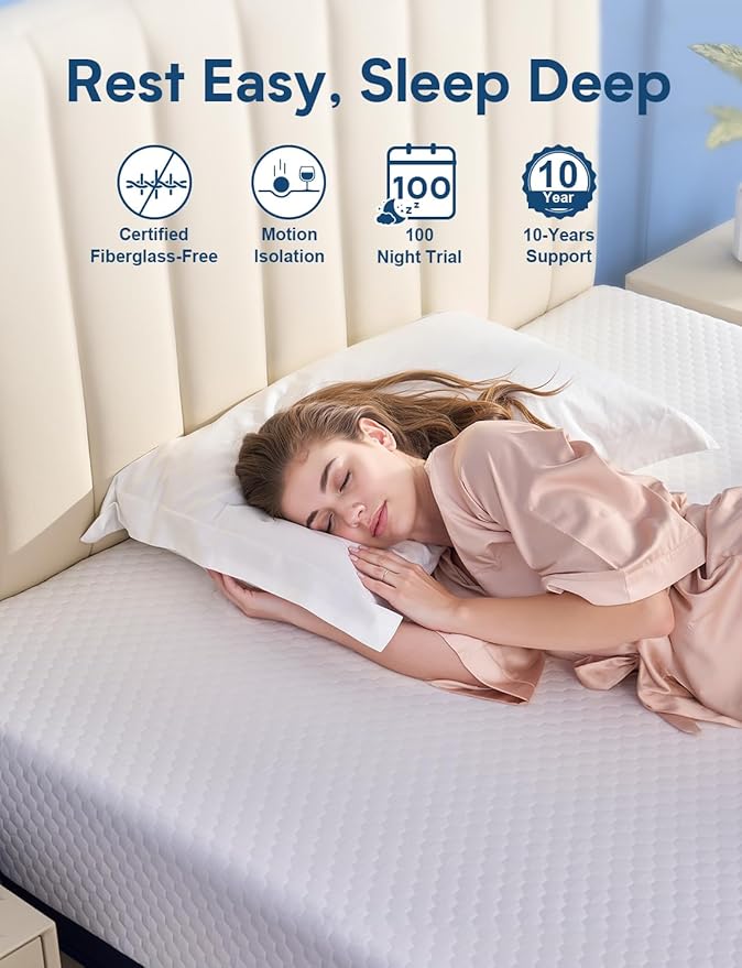 Firm King Size Mattress, 14 Inch Cooling Gel Memory Foam Mattress, Back Pain Relief, Cooling Ice Silk Cover, Bed Mattress in Box, CertiPUR-US Certified