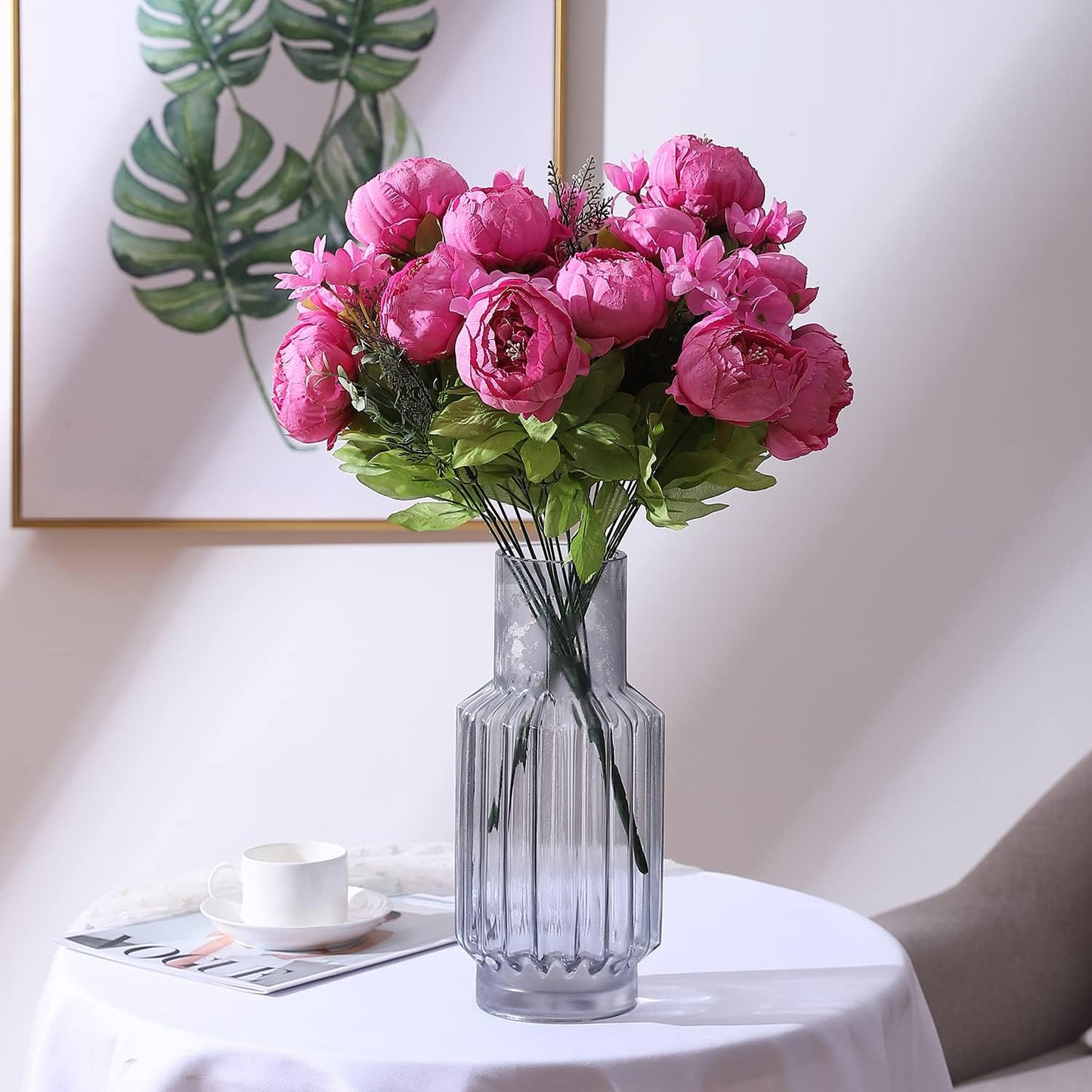 Duovlo Springs Flowers Artificial Silk Peony Bouquets Wedding Home Decoration,Pack of 1 (Spring Peach Pink)