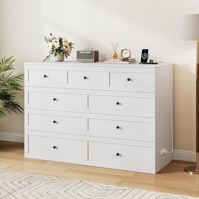 Full Size Murphy Bed with Charging Station & Drawer, Full Size Mobile Cabinet Bed Frame, Murphy Chest Bed for Bedroom, Guest Room