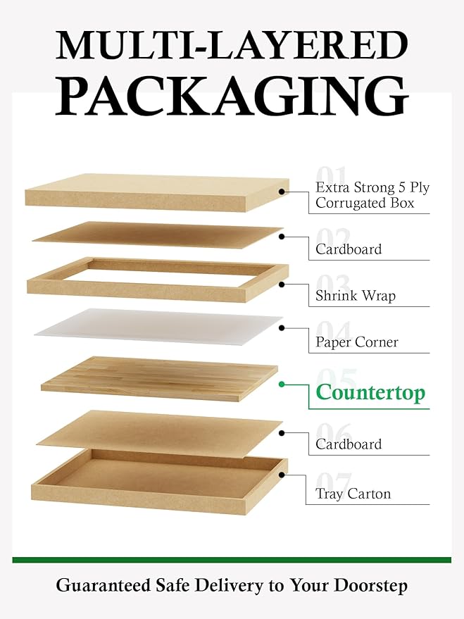 Butcher Block Countertop Birch Solid Wood - 36" x 25" Table Top Butcher Block Cutting Board for Kitchen Island Living Dining Table Office Desk Workbench Laundry Countertop Unfinished 1.5" Th