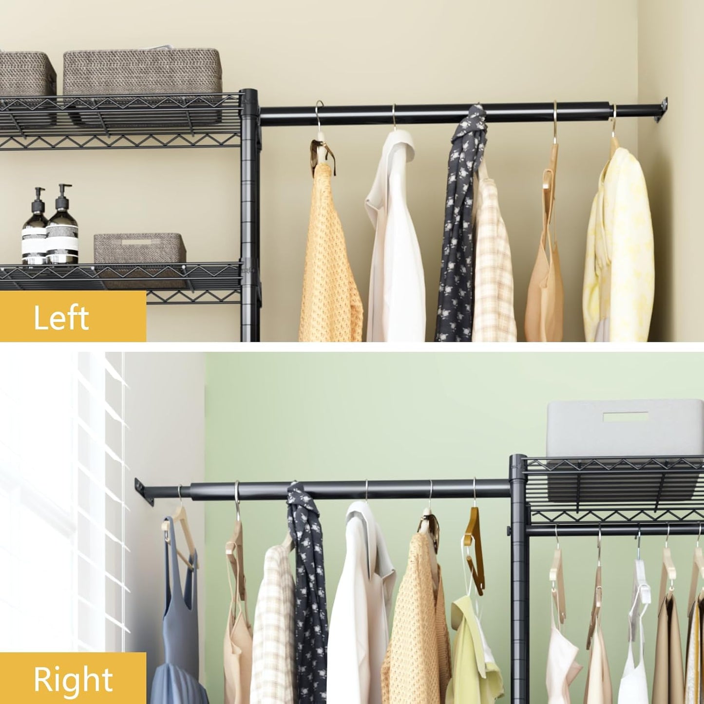 Over Washer and Dryer Shelves,3 Tier Adjustable Wire Shelving Laundry Room Storage Organization Clothes Drying Rack with Mounted on the Wall Expandable Hanger Rods&Hook,55"~74.5"Wx13.4"Dx77"H