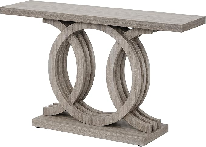 Tribesigns 55-Inch Console Table with Geometric Wood Base, Modern Entryway Table with Thick Tabletop for Living Room, Hallway, Foyer (Gray)