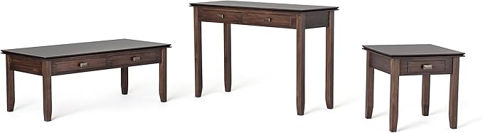 SIMPLIHOME Artisan SOLID WOOD 21 inch wide Square End Table End Side Table in Natural Aged Brown with Storage, 1 Drawer, for the Living Room and Bedroom