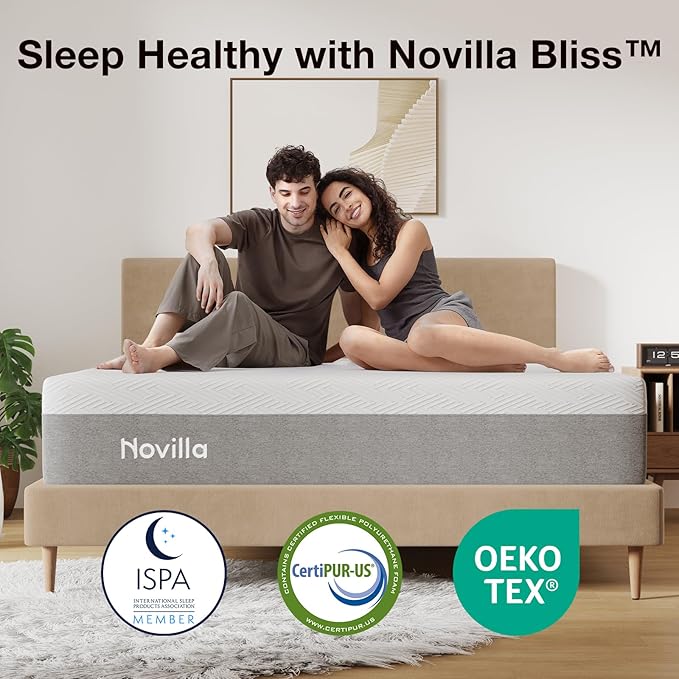 Novilla King Mattress, 10 Inch Gel Memory Foam King Size Mattress for Cool Night & Pressure Relief, Medium Plush Bed, Bliss