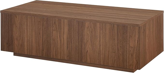 Henn&Hart 48" Rectangular Low-Profile Wood Coffee Table for Living Room, Family Room, or Office, Satin Walnut
