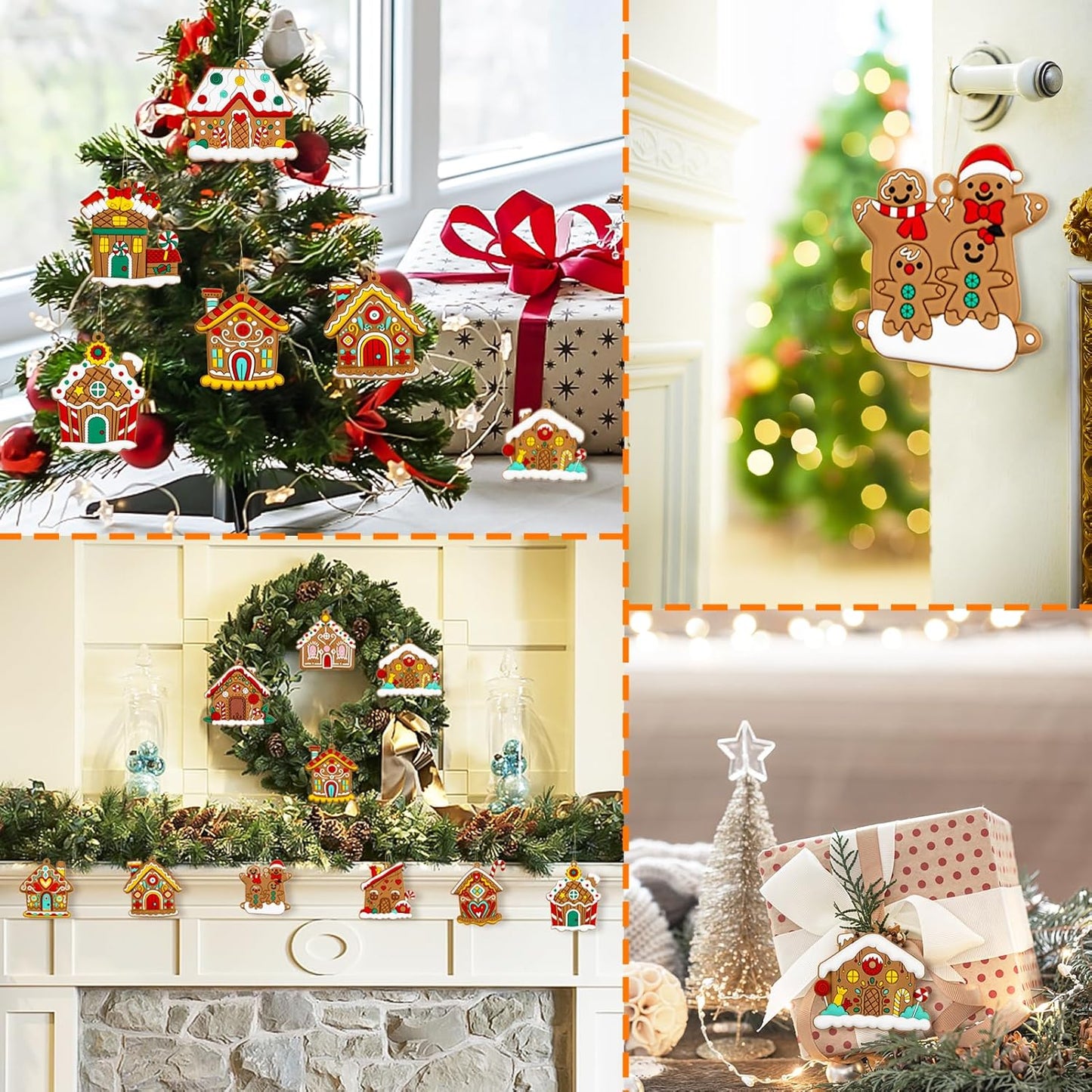 Gingerbread House Ornaments Christmas Tree Decoration - 36pcs Gingerbread House Christmas Decorations Hanging Ornaments for Holiday Xmas Tree Home Decor