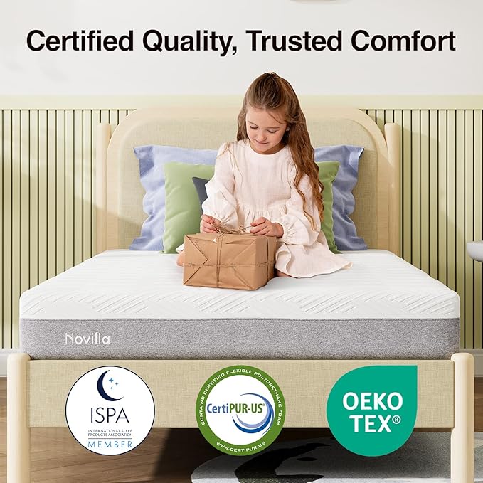 Novilla Full Size Mattress, 8-Inch Gel Memory Foam Mattress for Pressure Relief, Enhanced Support & Plush Comfort, Full Bed in a Box, Bliss