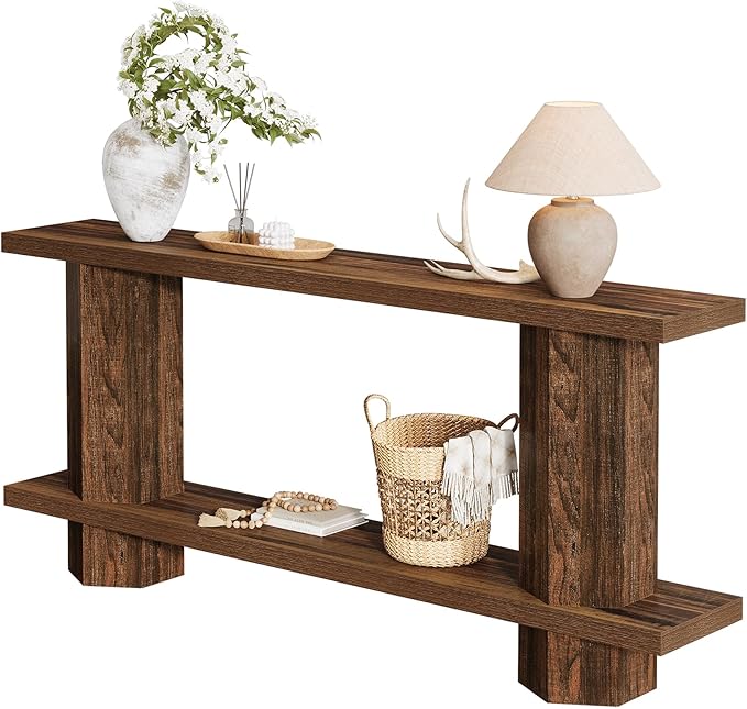 Tribesigns 71-Inch Long Console Table for Entryway, Wooden Sofa Table Behind Couch, for Living Room, Hallway, Foyer, Dark Brown