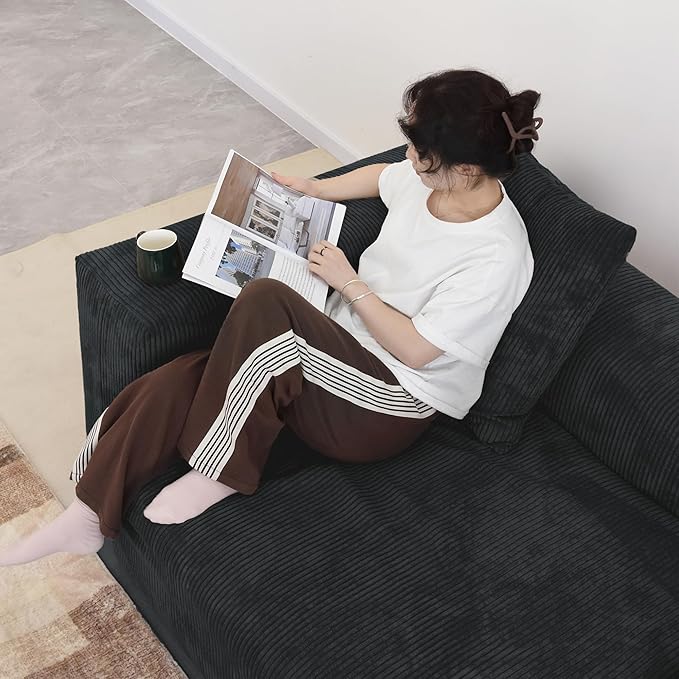 WJShome Modular Sectional Sofa Couch,181.1inch Oversized 4 Seater Couch, Upholstered with Corduroy Fabric Couches with 6 Pillows,Cushion Covers Removable& Washable,for Living Room