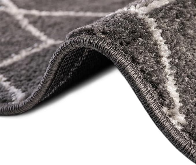 Unique Loom Trellis Frieze Collection Area Rug - Geometric (2' x 10' Runner, Dark Gray/ Ivory)