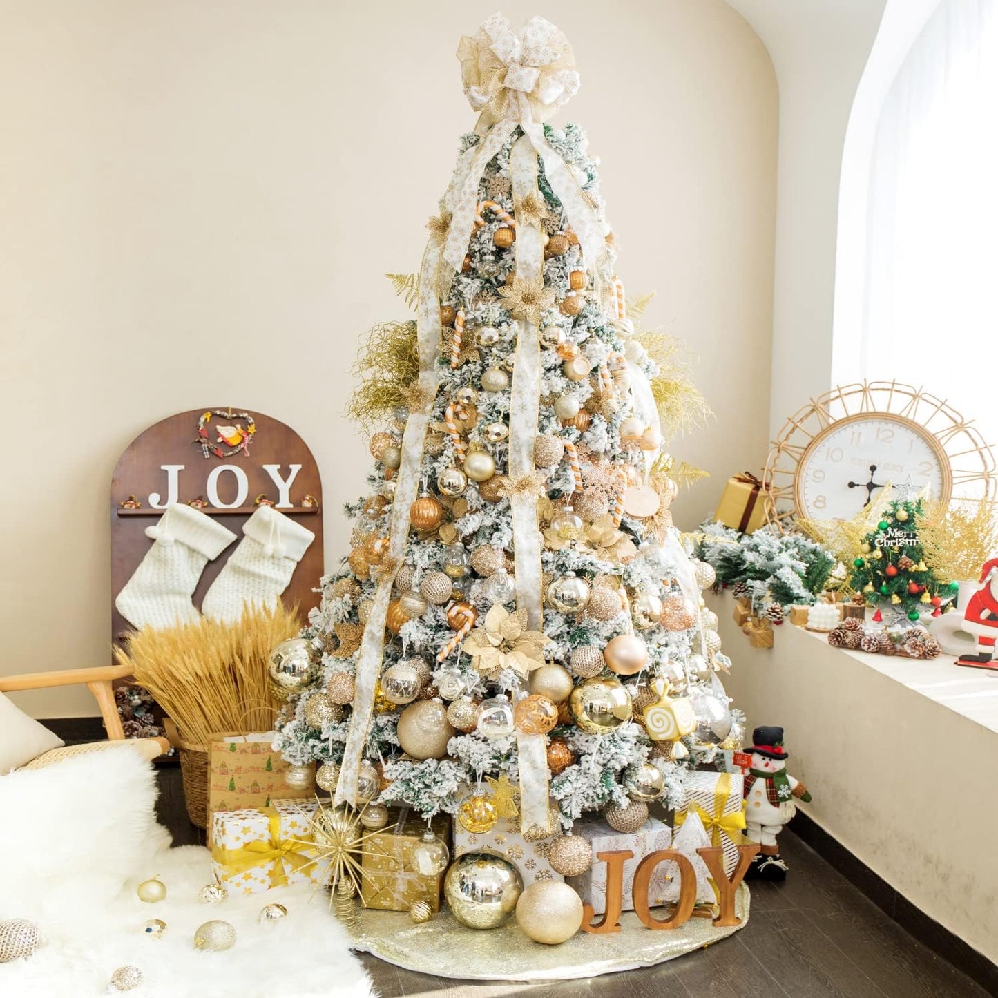 XmasExp Christmas Ball Ornaments (3.15", Champagne Gold) 16ct Christmas Ball Ornaments Shatterproof Xmas Tree Hanging Balls Decorations Perfect for Holiday Wedding Christmas Decor
