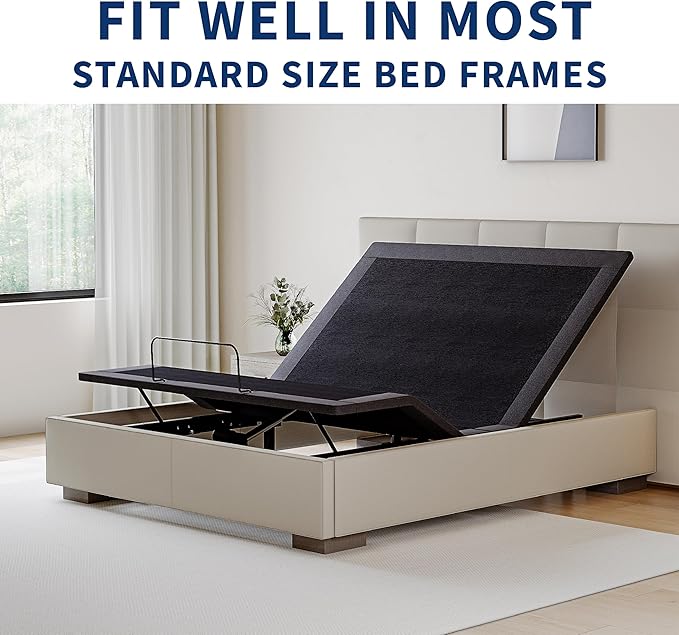 Queen Adjustable Bed Base Frame,Electric Bed with Head and Foot Incline,Soft Cover & Zero Gravity & Wireless Remote with Backlight, 80"×60"×12",Black